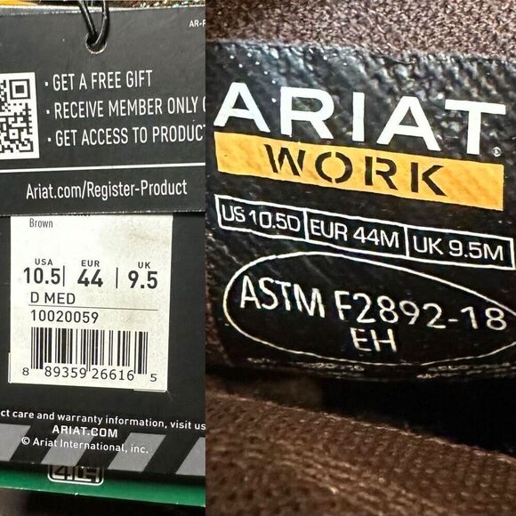 Ariat Men's Groundbreaker Wide Square Toe Regular Work Boots Brown Size 10.5 D - Picture 12 of 16